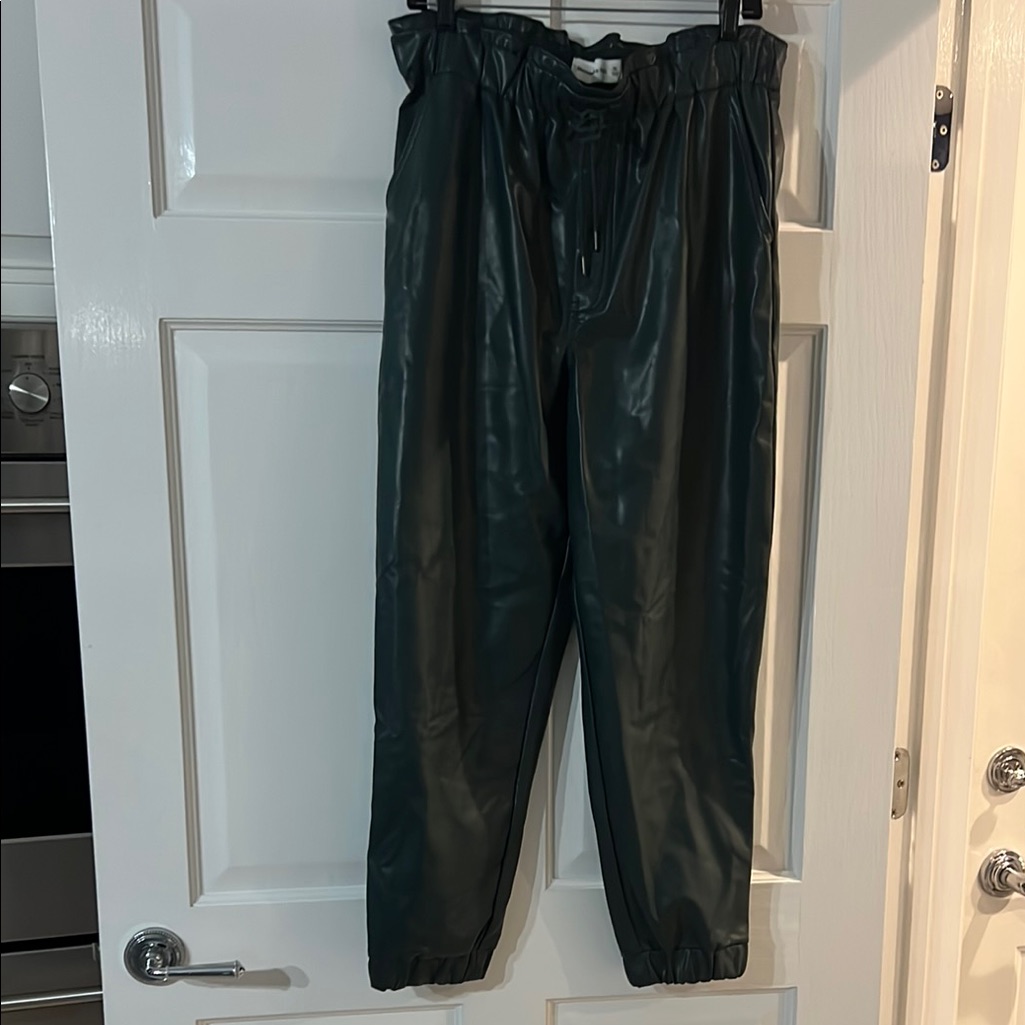 Forest Green Faux Leather Joggers